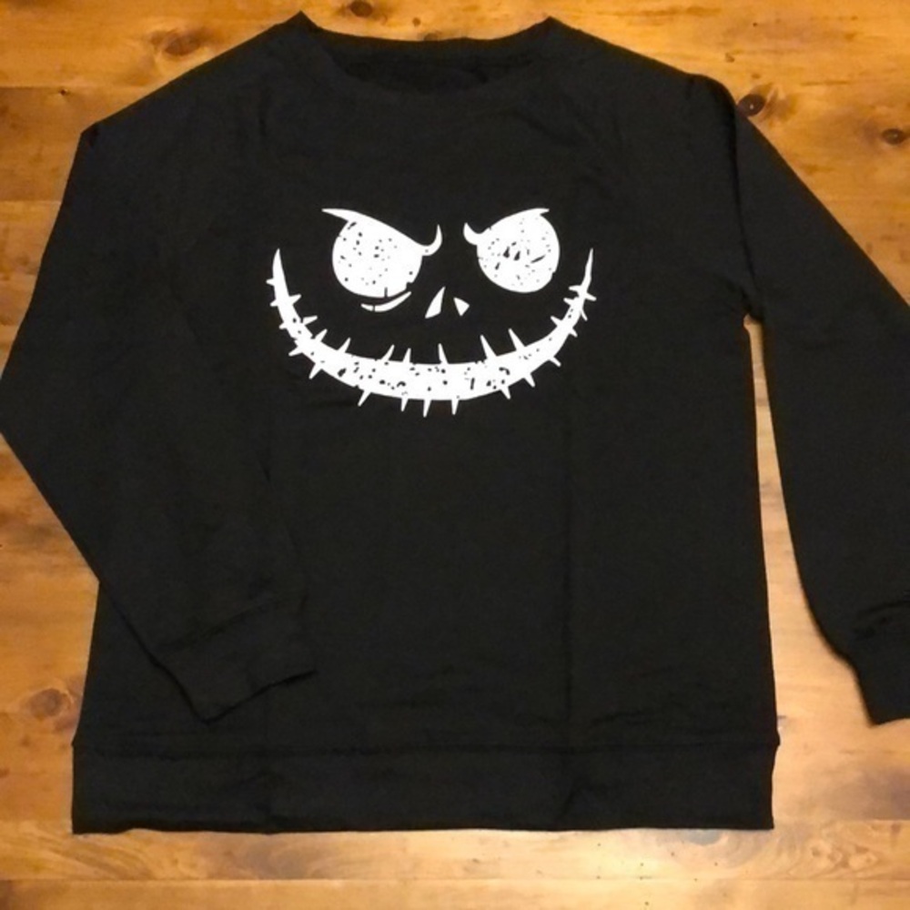 Black Jack o Lantern crew neck sweater Halloween Fall NEW